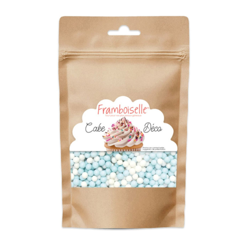 Décors sucrés Perles bleu/blanc 50g