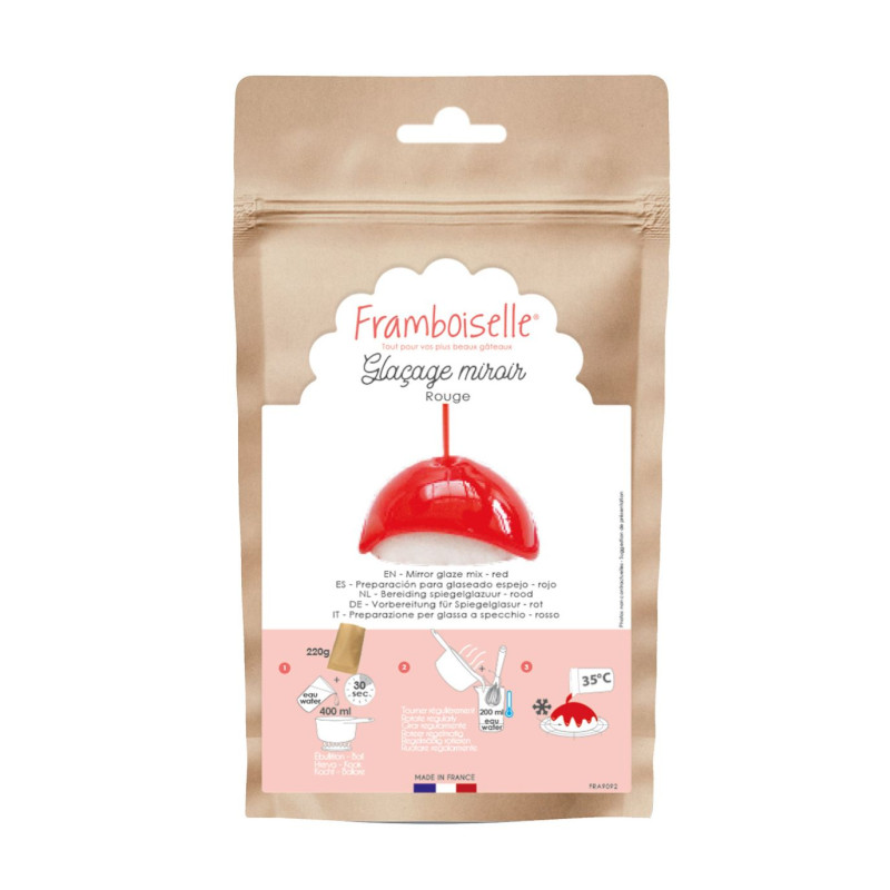 Préparation en poudre pour glaçage miroir rouge 220g