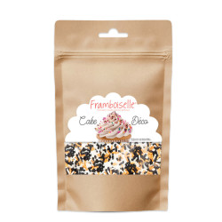 Vermicelles sucrés noirs, blancs et oranges pour décorer gâteaux, cupcakes et biscuits à thème Halloween