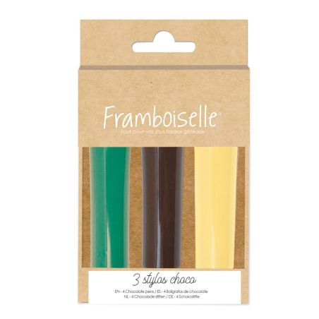 Lot de 3 stylos choco - Vert, marron, jaune