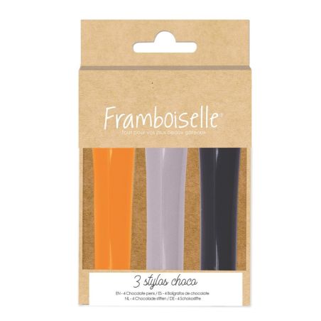Lot de 3 stylos choco - Orange, violet, noir