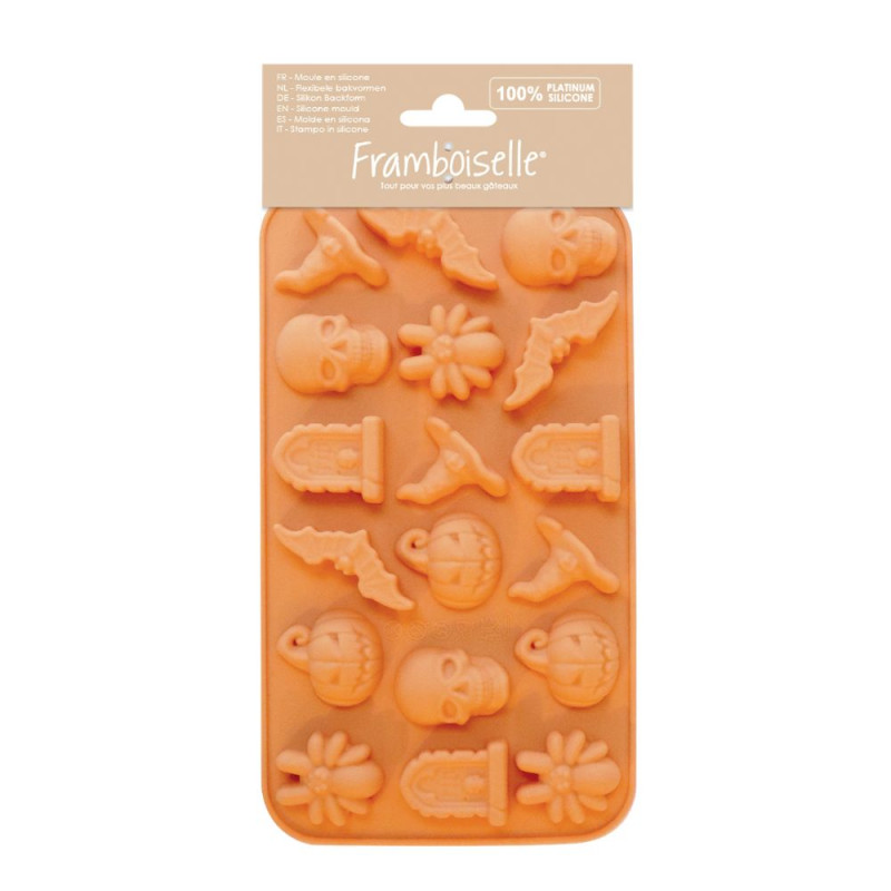 Moule en silicone pour bonbons d'Halloween (Araignée, citrouille, tête de mort, chauve-souris..)
