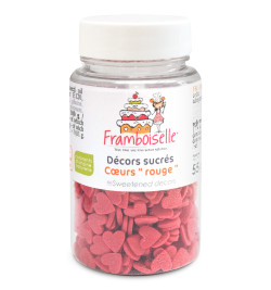 Pot décors sucrés Coeurs rouge 55g
